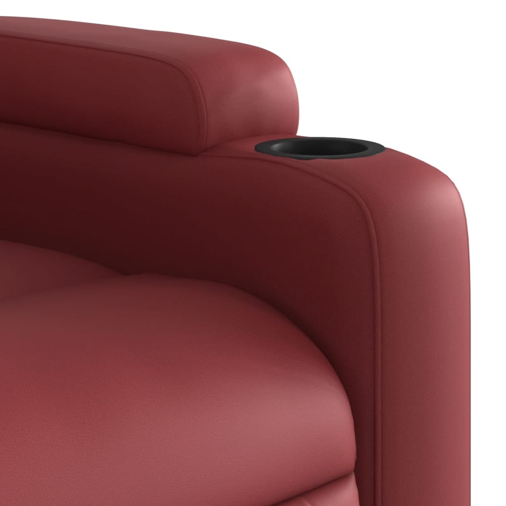 vidaXL Sillón reclinable de masaje de pie cuero artificial rojo tinto