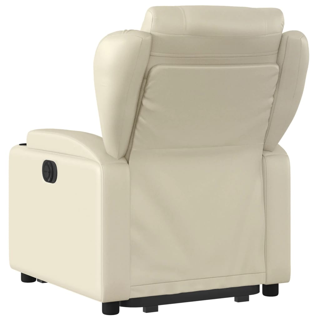 vidaXL Sillón reclinable elevable eléctrico de cuero sintético crema