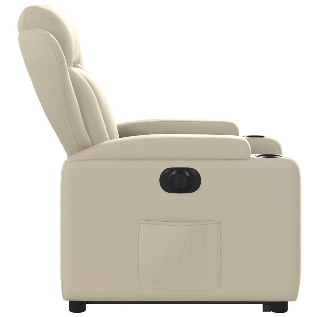 vidaXL Sillón reclinable elevable eléctrico de cuero sintético crema