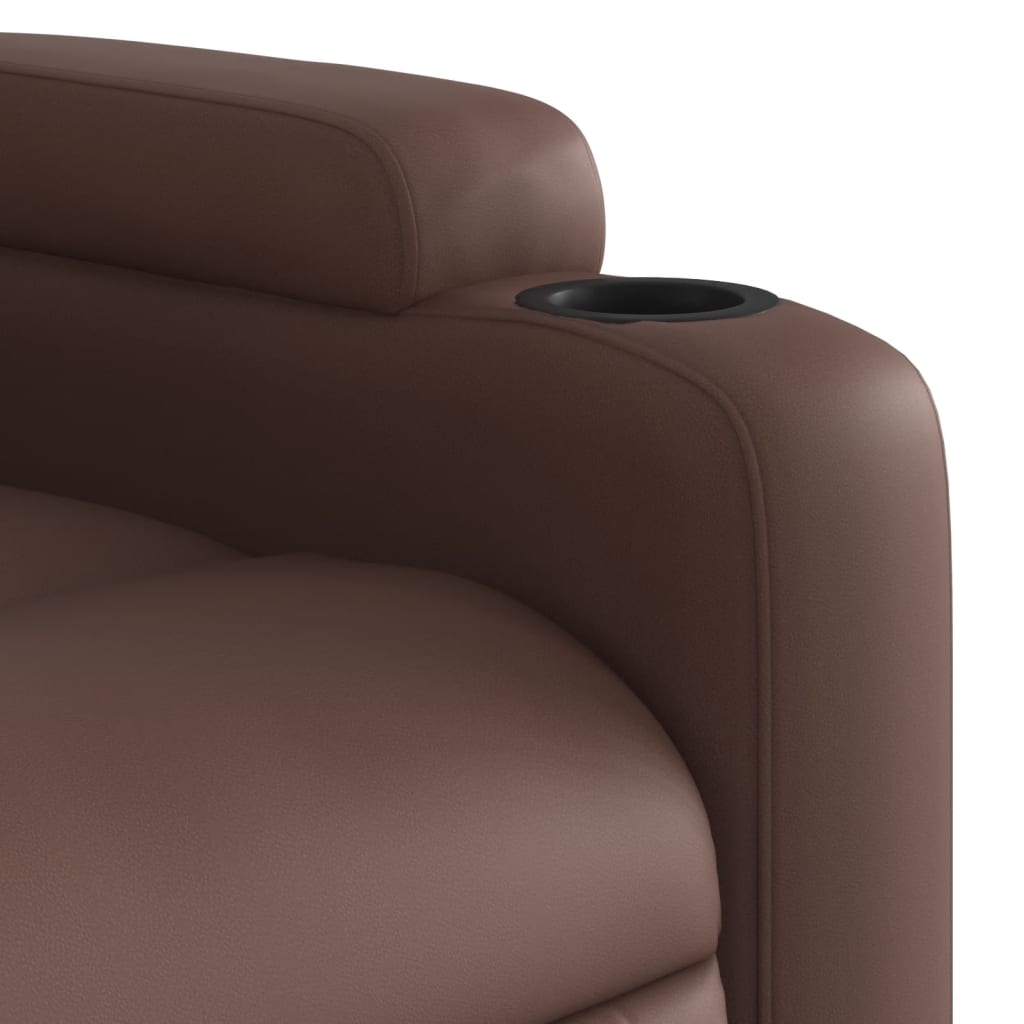 vidaXL Sillón reclinable elevable eléctrico de cuero sintético marrón