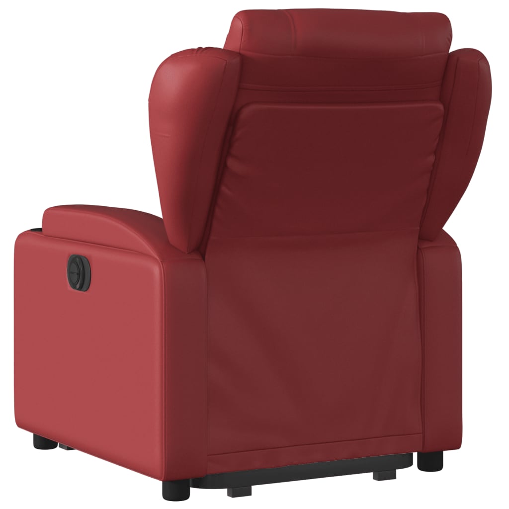 vidaXL Sillón elevable eléctrico cuero artificial rojo tinto