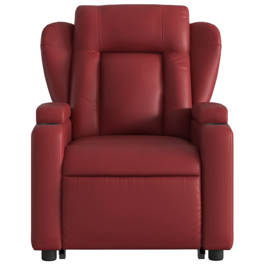 vidaXL Sillón elevable eléctrico cuero artificial rojo tinto