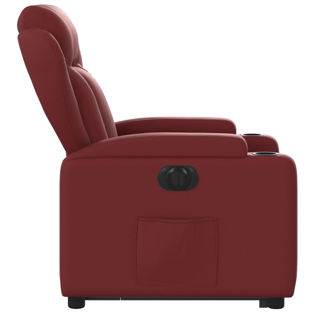 vidaXL Sillón elevable eléctrico cuero artificial rojo tinto