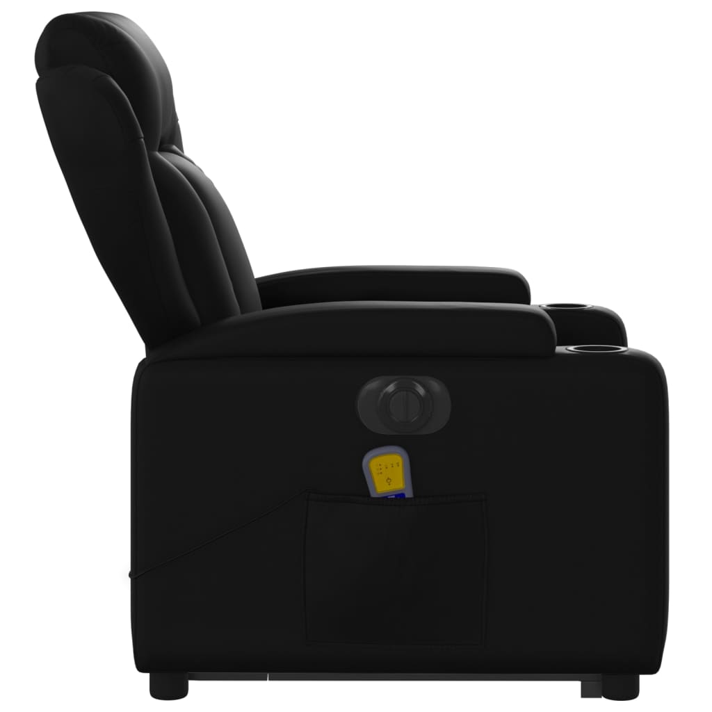 vidaXL Sillón de masaje elevable eléctrico cuero sintético negro