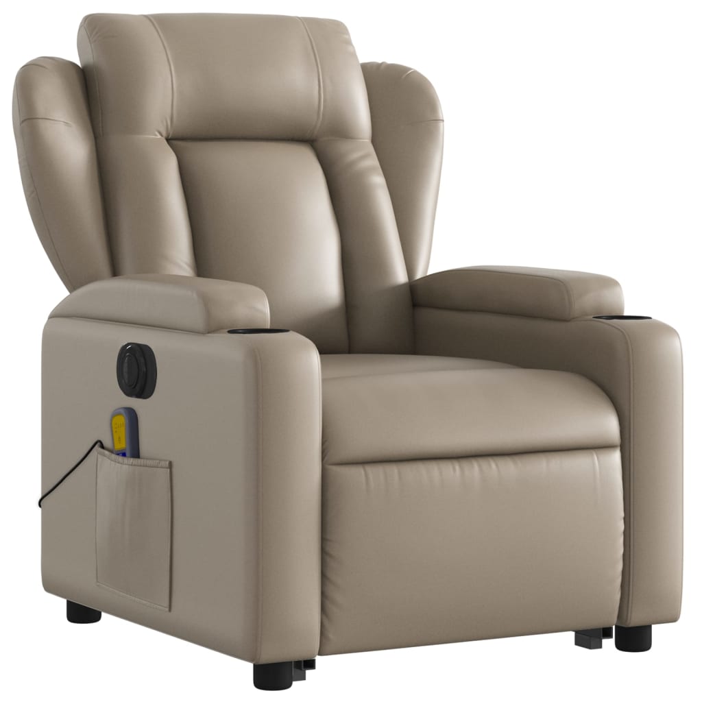 vidaXL Sillón reclinable de masaje eléctrico cuero sintético capuchino