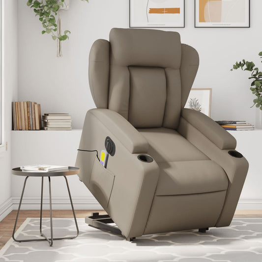 vidaXL Sillón reclinable de masaje eléctrico cuero sintético capuchino