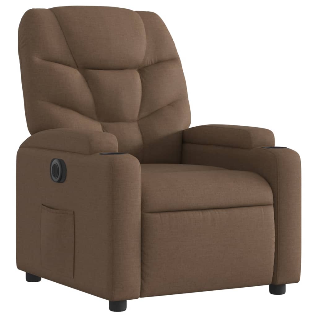 vidaXL Sillón reclinable eléctrico de tela marrón