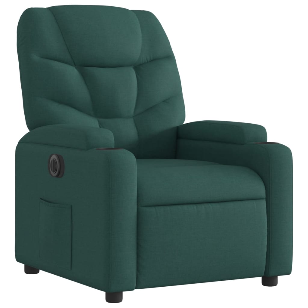 vidaXL Sillón reclinable eléctrico tela verde oscuro