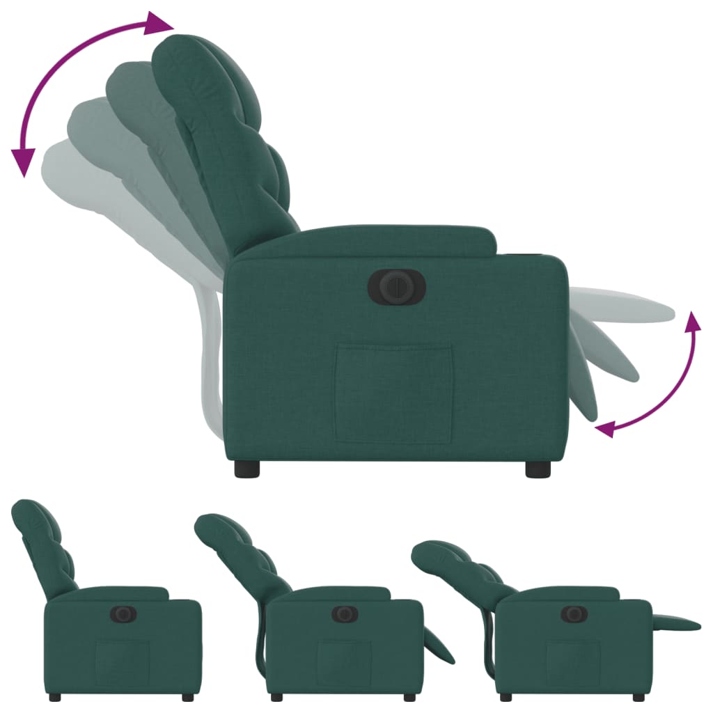 vidaXL Sillón reclinable eléctrico tela verde oscuro