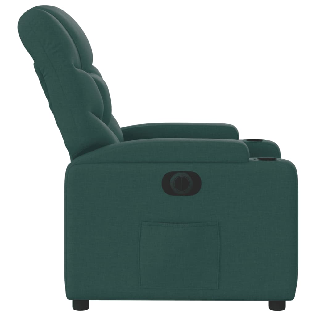 vidaXL Sillón reclinable eléctrico tela verde oscuro