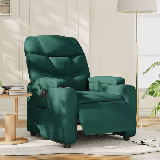 vidaXL Sillón reclinable eléctrico tela verde oscuro