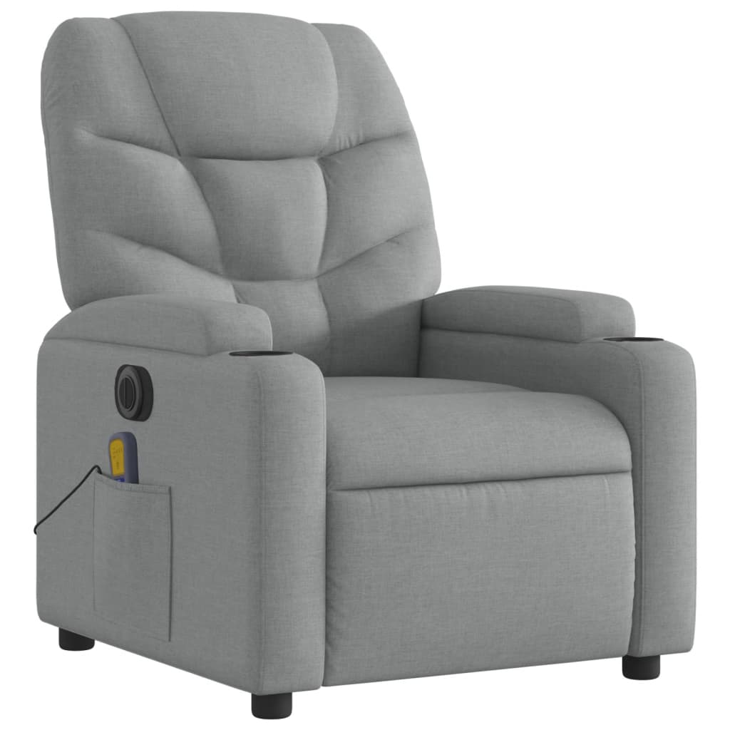 vidaXL Sillón reclinable de masaje eléctrico tela gris claro