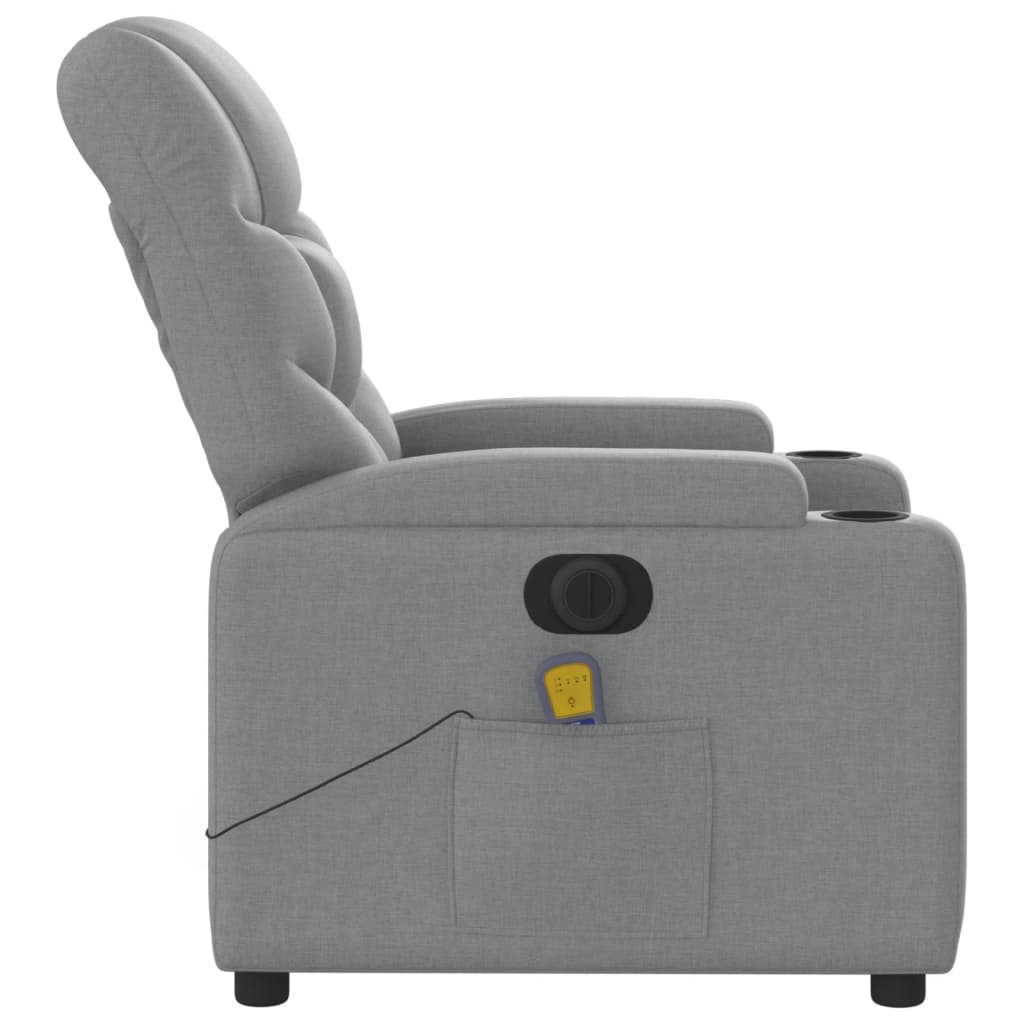 vidaXL Sillón reclinable de masaje eléctrico tela gris claro