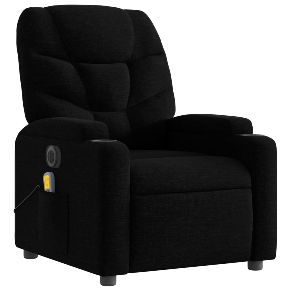 vidaXL Sillón reclinable de masaje eléctrico tela negro