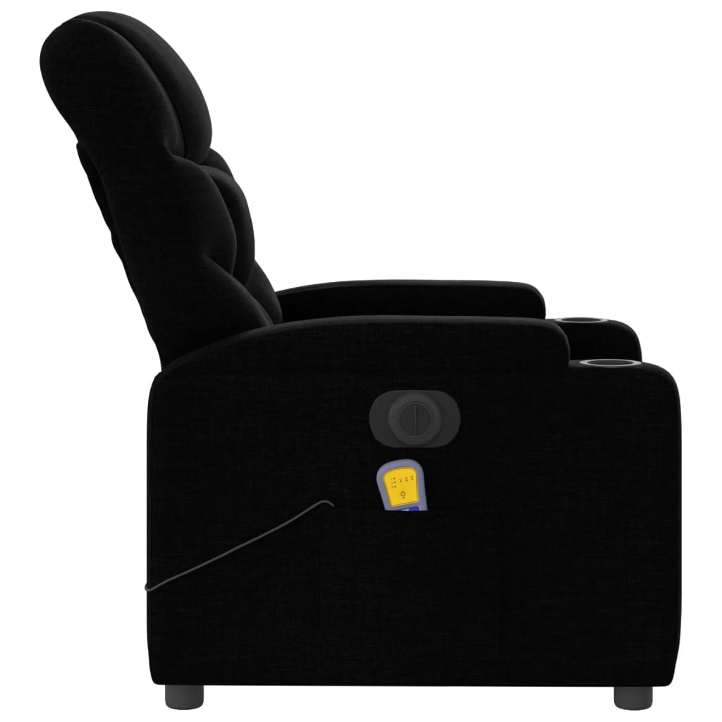 vidaXL Sillón reclinable de masaje eléctrico tela negro