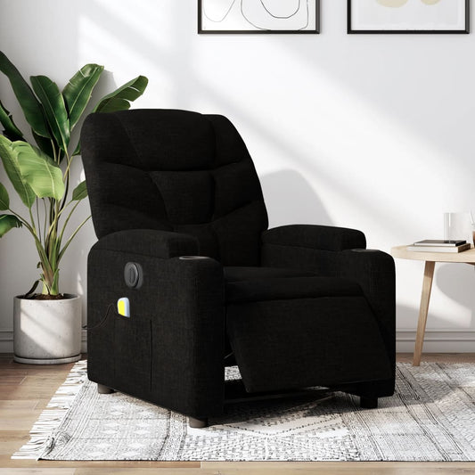 vidaXL Sillón reclinable de masaje eléctrico tela negro