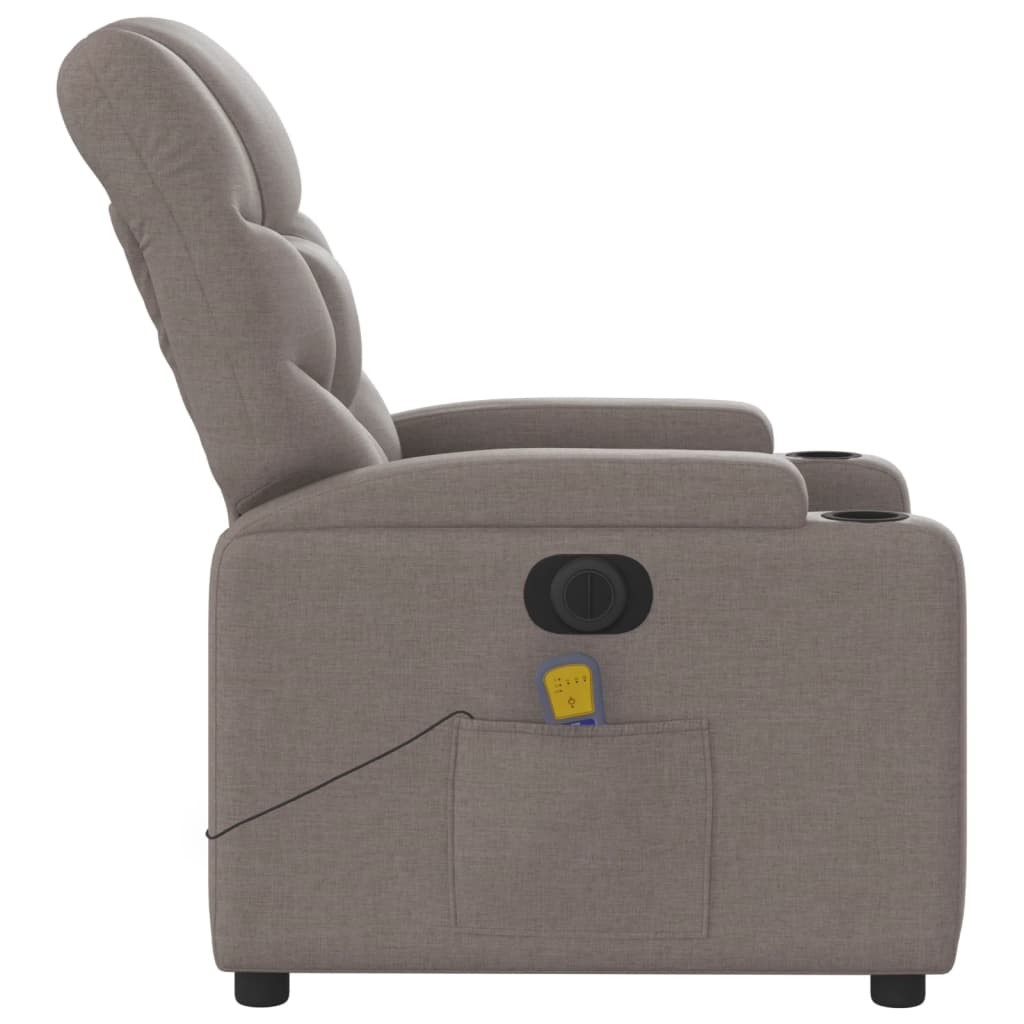 vidaXL Sillón reclinable de masaje eléctrico tela gris taupe