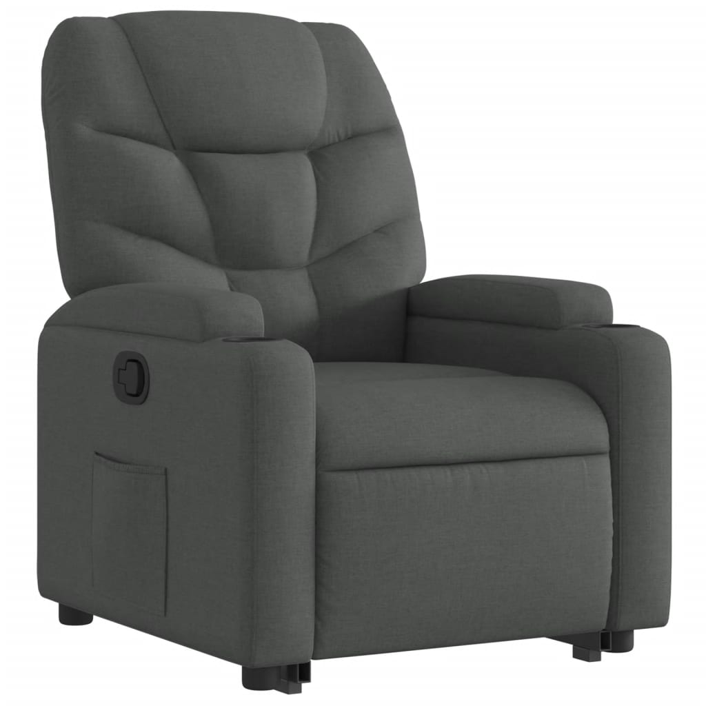 vidaXL Sillón reclinable elevable de tela gris oscuro