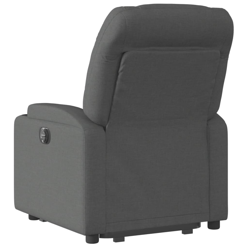 vidaXL Sillón reclinable elevable de tela gris oscuro