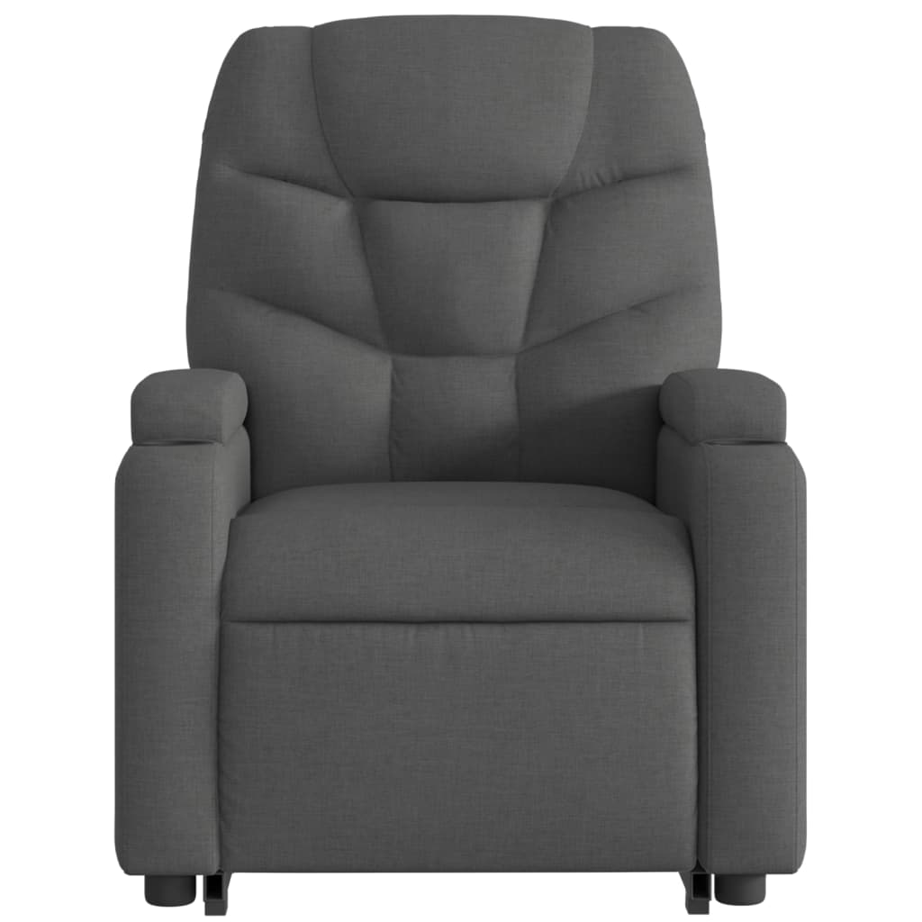 vidaXL Sillón reclinable elevable de tela gris oscuro