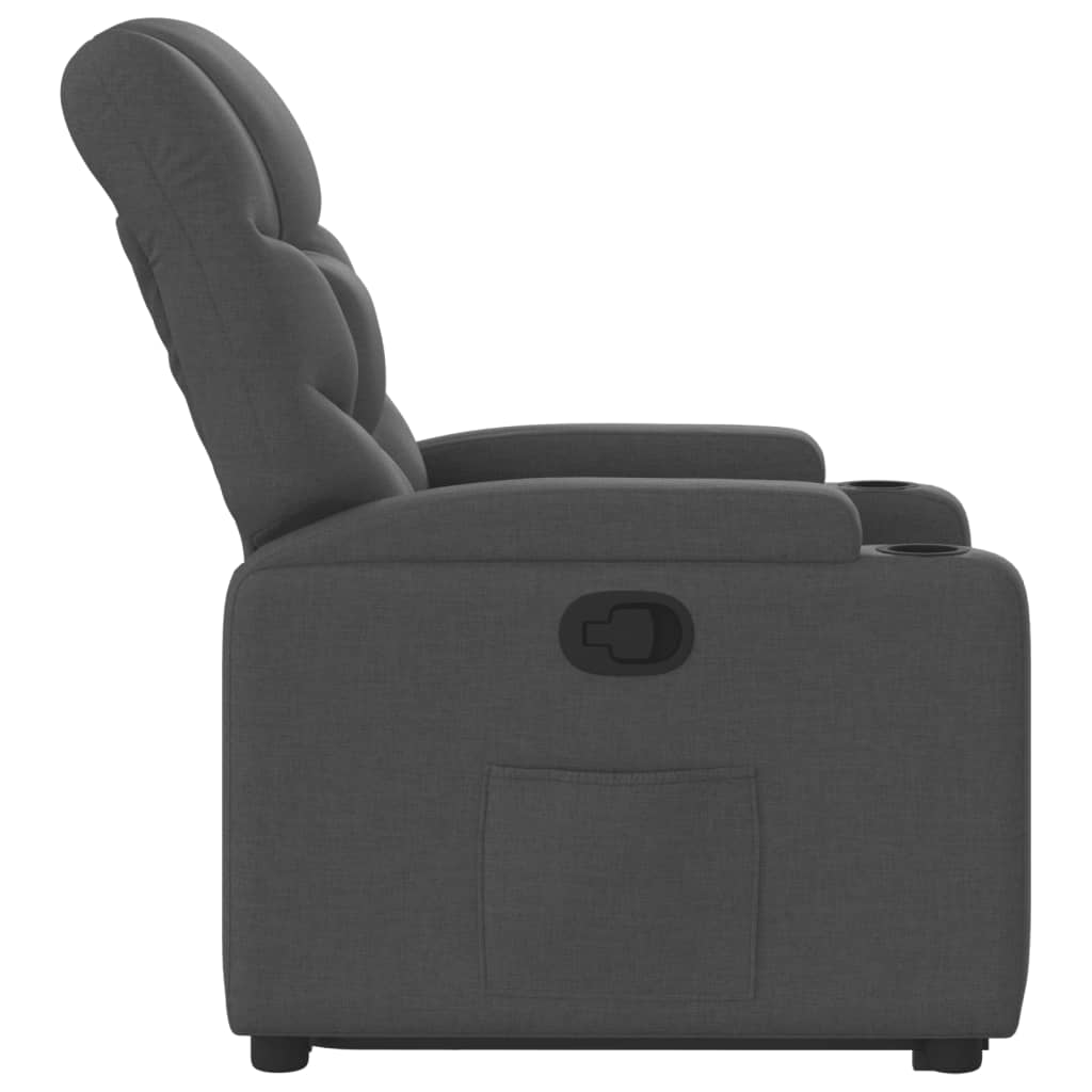 vidaXL Sillón reclinable elevable de tela gris oscuro