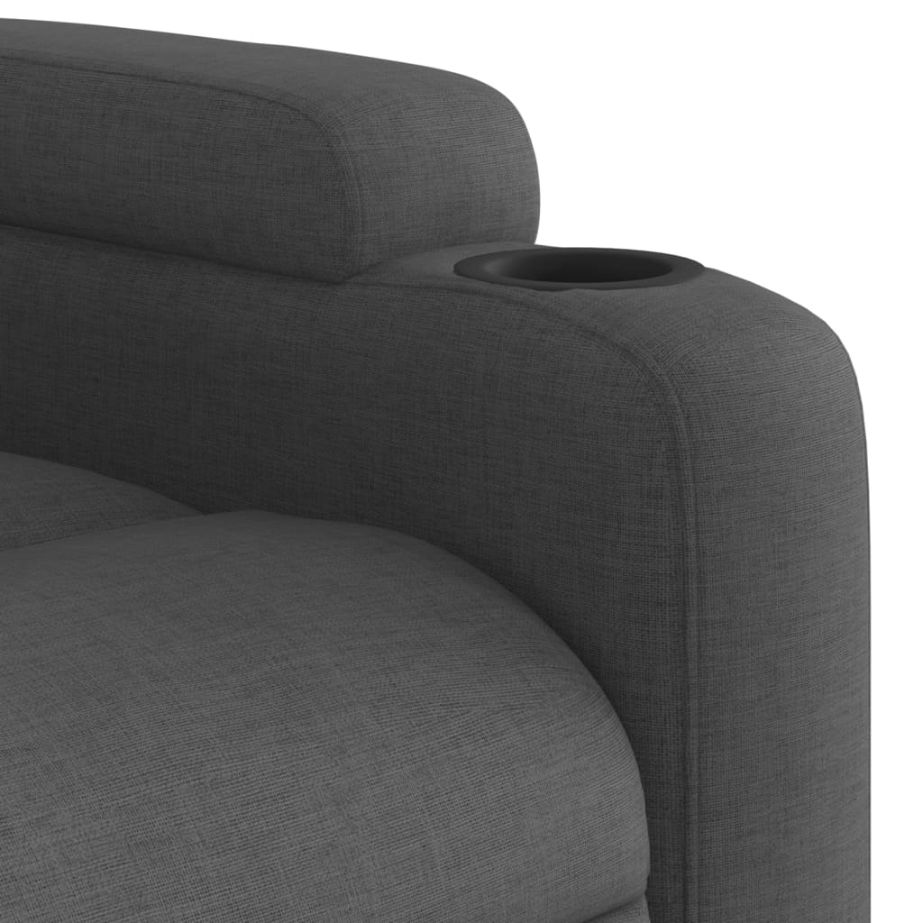 vidaXL Sillón reclinable elevable de tela gris oscuro