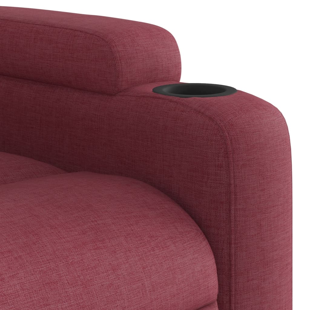 vidaXL Sillón reclinable elevable tela rojo tinto