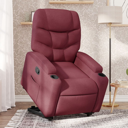 vidaXL Sillón reclinable elevable tela rojo tinto