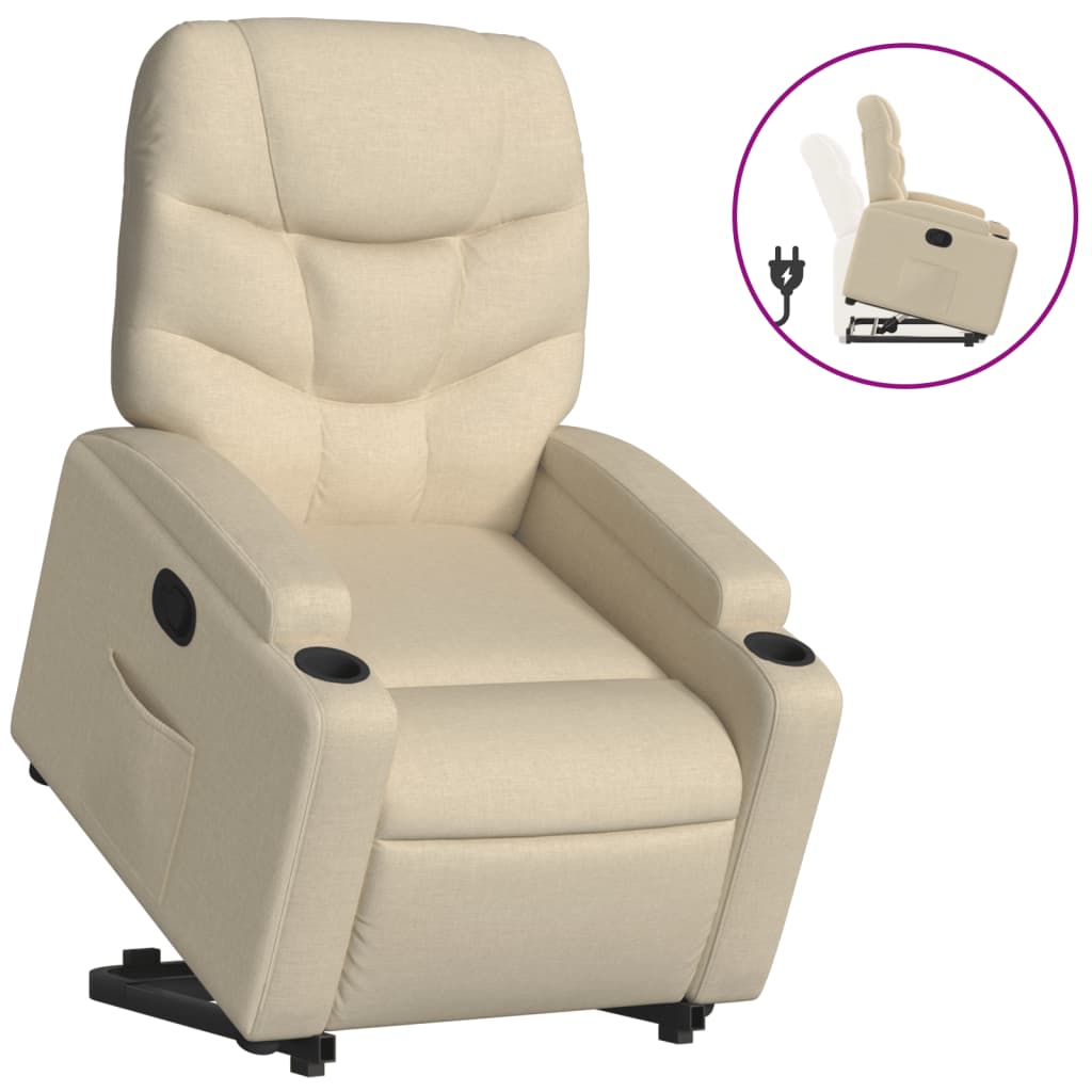 vidaXL Sillón reclinable elevable de tela color crema