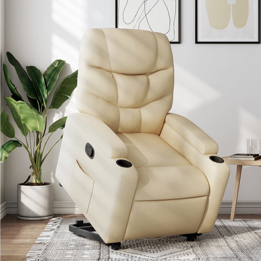 vidaXL Sillón reclinable elevable de tela color crema