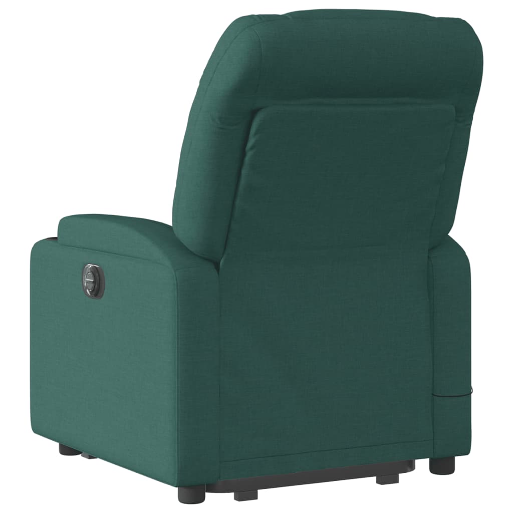 vidaXL Silla de masaje reclinable de pie de tela verde oscura