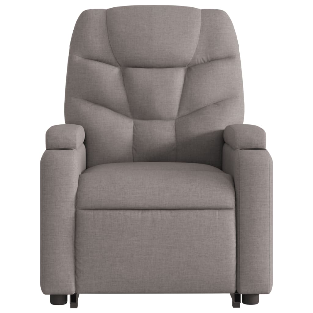 vidaXL Sillón reclinable de masaje elevable tela gris taupé