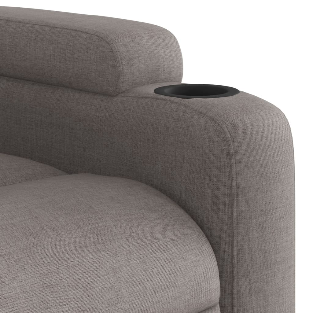 vidaXL Sillón reclinable de masaje elevable tela gris taupé