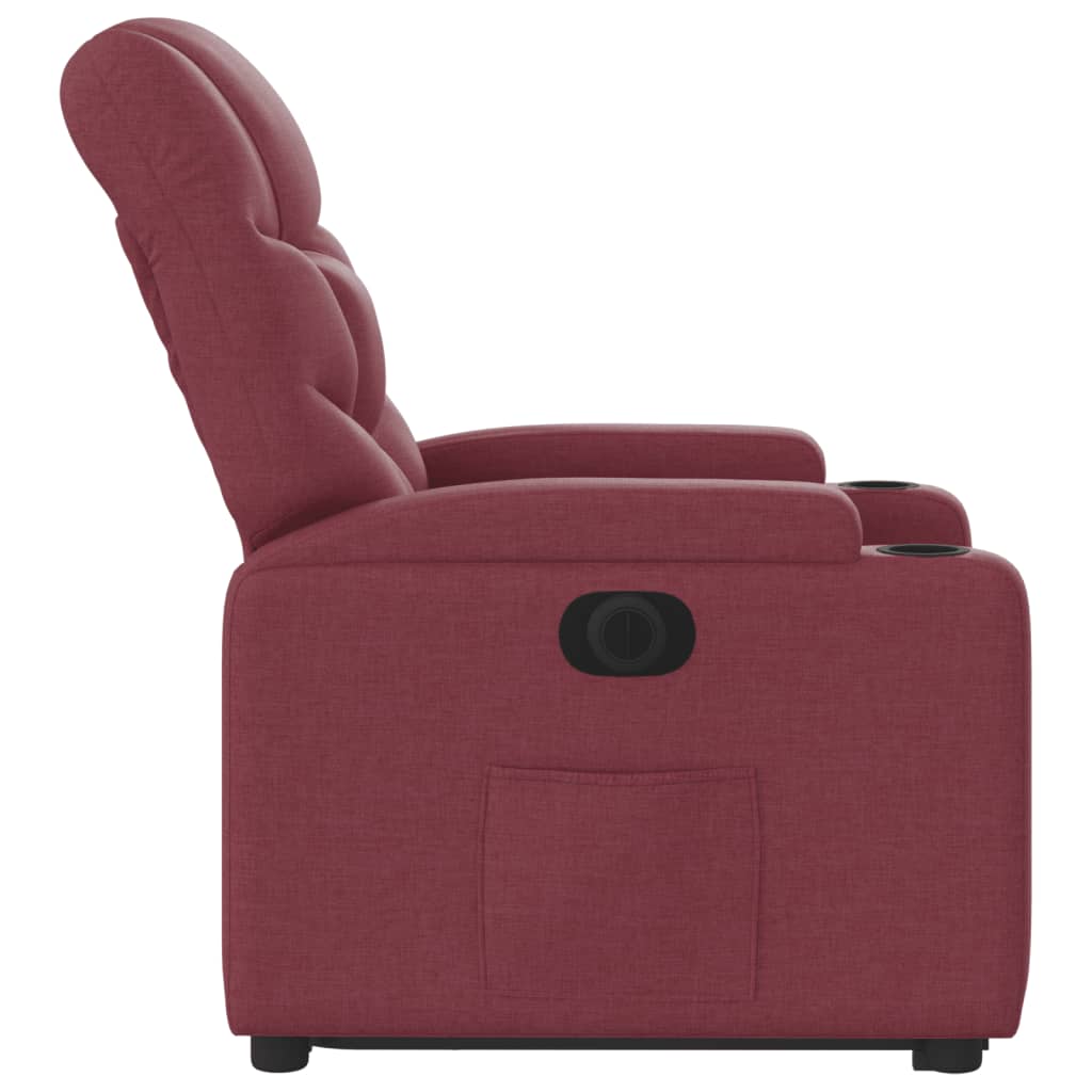 vidaXL Sillón eléctrico reclinable elevable de tela rojo tinto