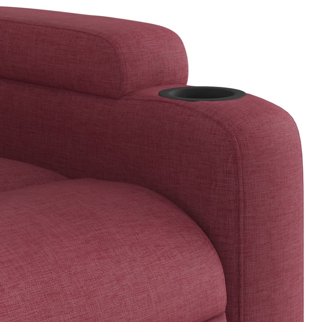 vidaXL Sillón eléctrico reclinable elevable de tela rojo tinto