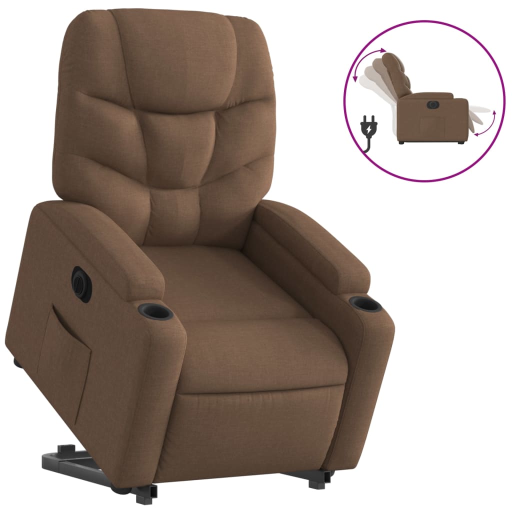 vidaXL Sillón eléctrico reclinable elevable de tela marrón