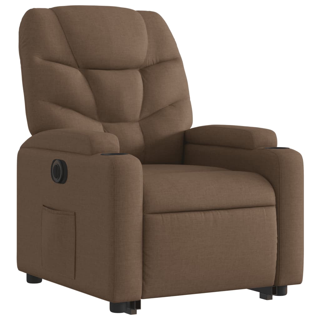 vidaXL Sillón eléctrico reclinable elevable de tela marrón