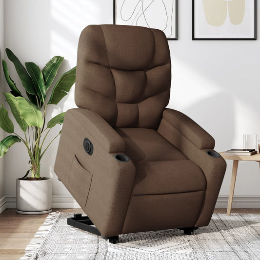 vidaXL Sillón eléctrico reclinable elevable de tela marrón