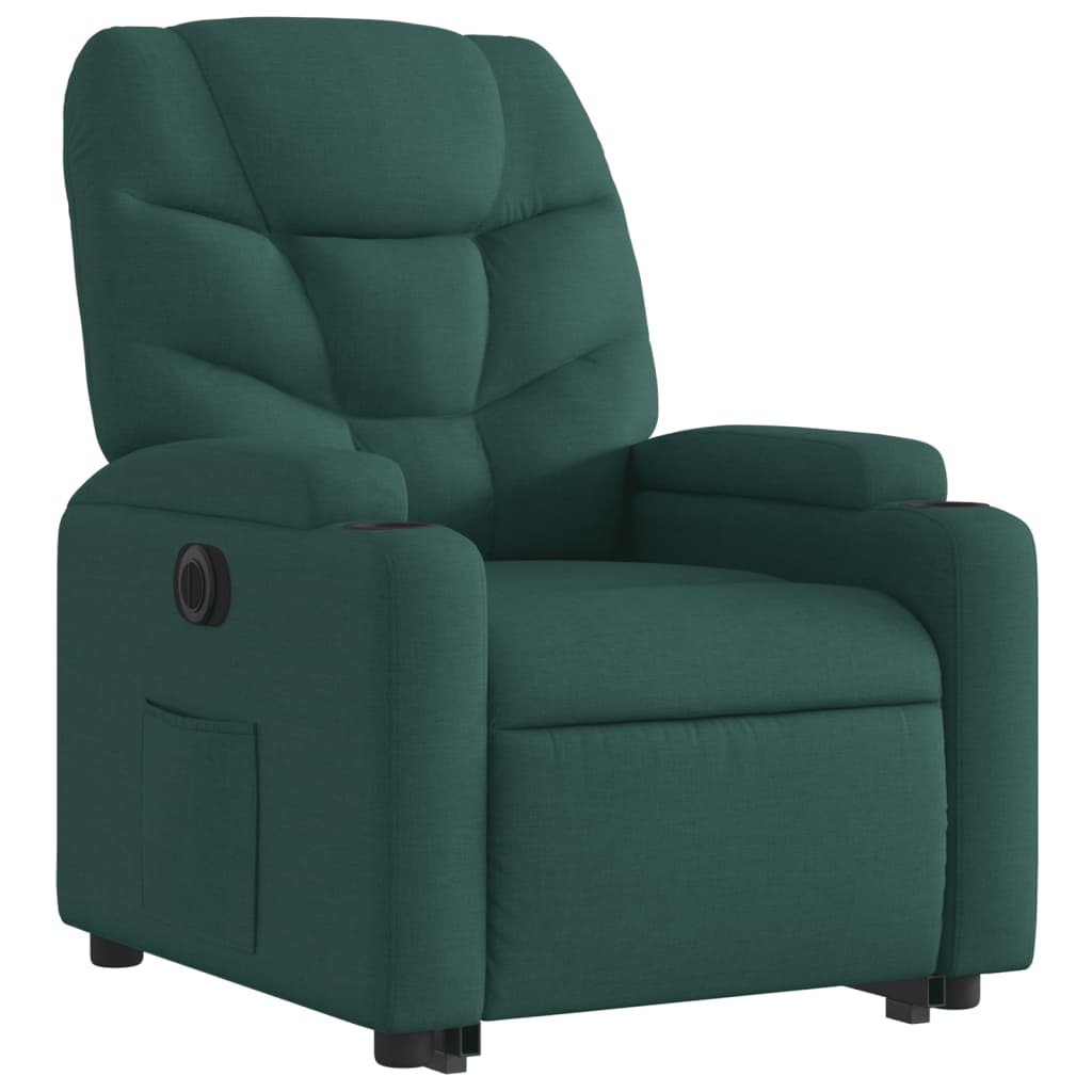 vidaXL Sillón eléctrico reclinable elevable de tela verde oscuro