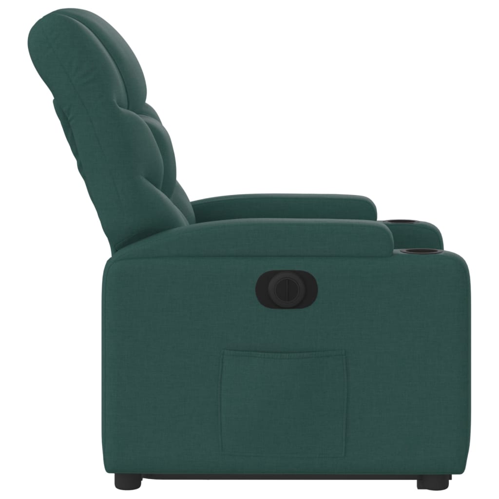 vidaXL Sillón eléctrico reclinable elevable de tela verde oscuro