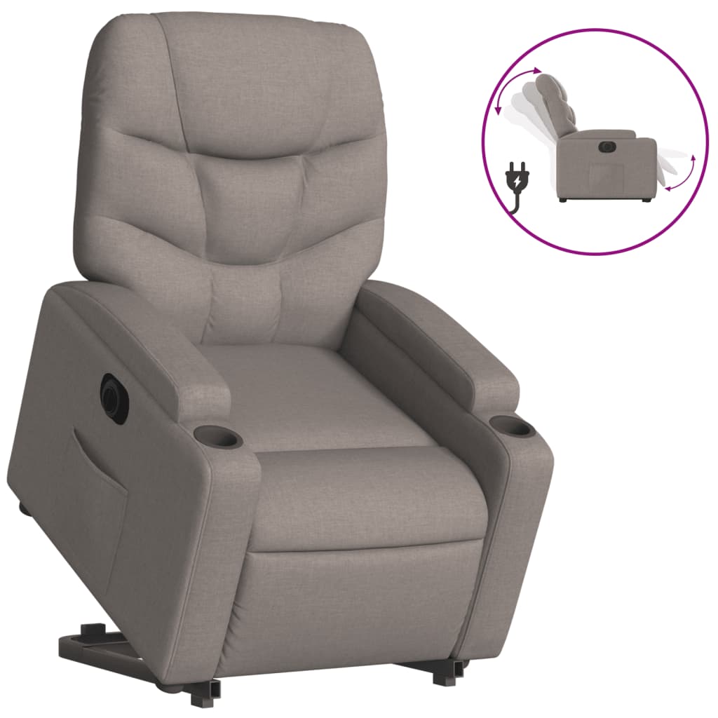 vidaXL Sillón eléctrico reclinable elevable de tela gris taupe