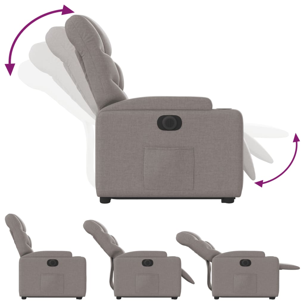 vidaXL Sillón eléctrico reclinable elevable de tela gris taupe