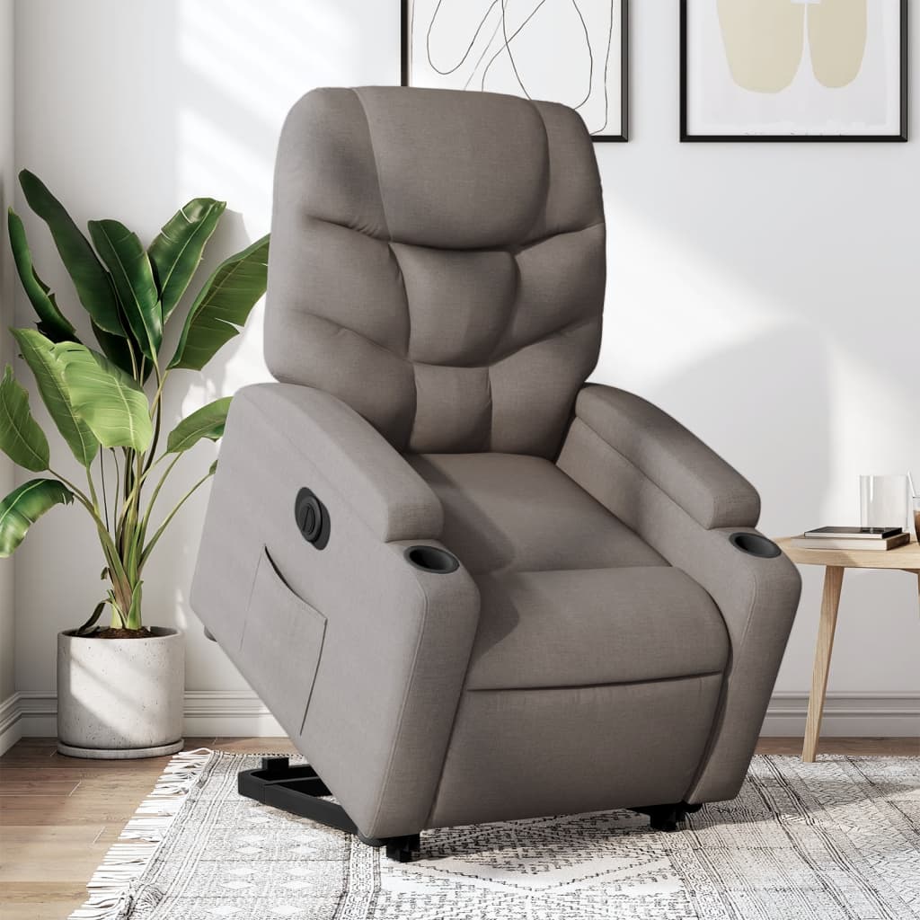 vidaXL Sillón eléctrico reclinable elevable de tela gris taupe