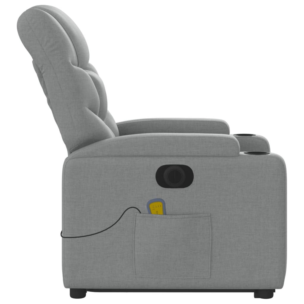 vidaXL Sillón de masaje eléctrico reclinable elevable tela gris claro