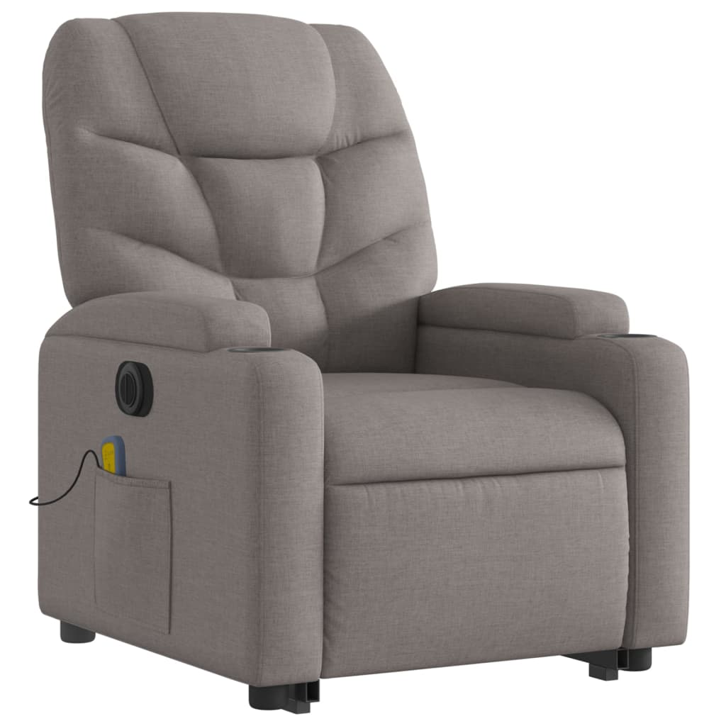 vidaXL Sillón de masaje eléctrico reclinable elevable tela taupé