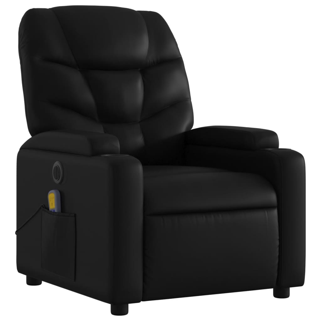 vidaXL Sillón de masaje reclinable eléctrico cuero sintético negro