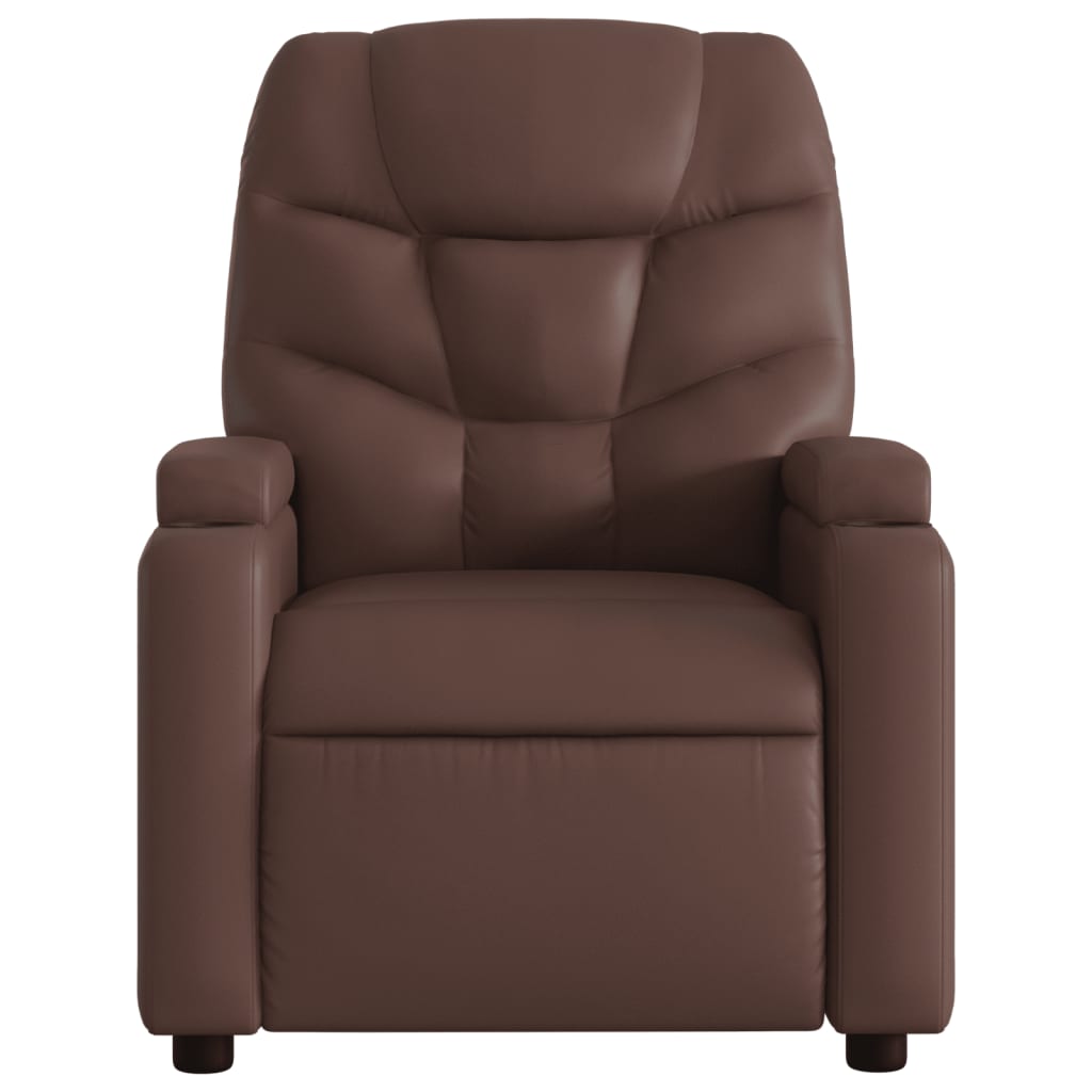 vidaXL Sillón de masaje reclinable eléctrico cuero sintético marrón