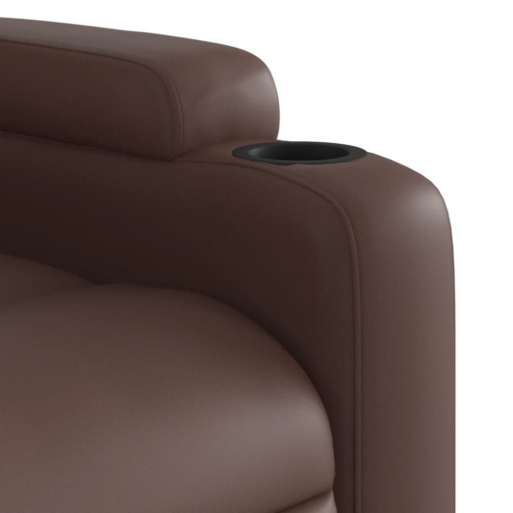 vidaXL Sillón de masaje reclinable eléctrico cuero sintético marrón