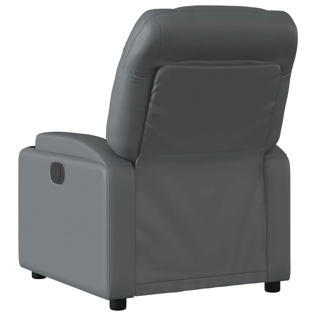 vidaXL Sillón de masaje reclinable eléctrico cuero sintético gris