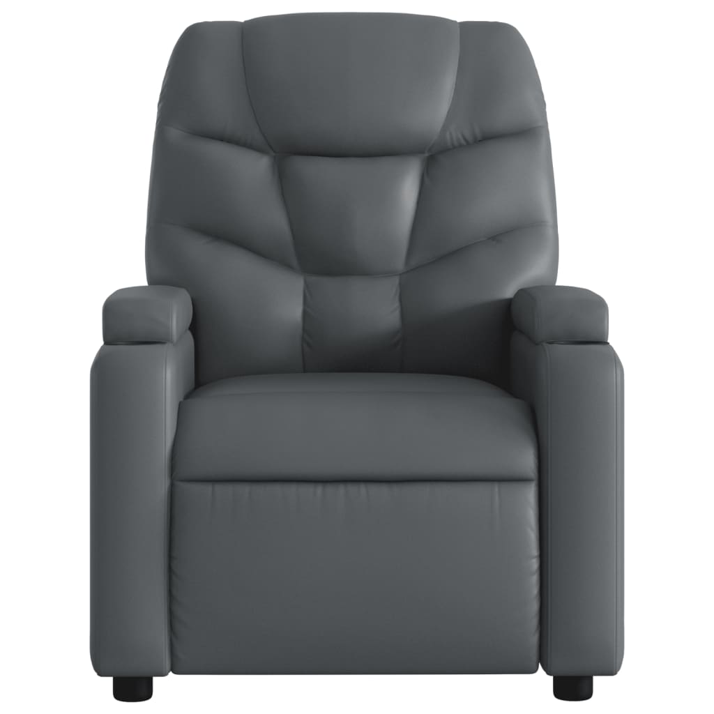 vidaXL Sillón de masaje reclinable eléctrico cuero sintético gris